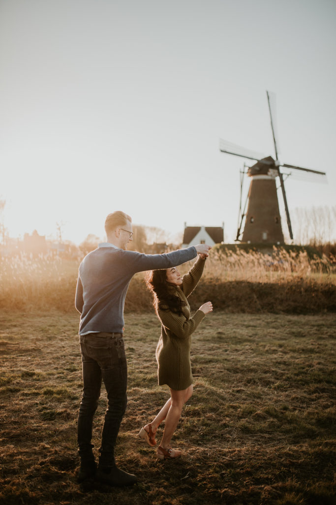Engagement photoshoot dutch windmill Eindhoven