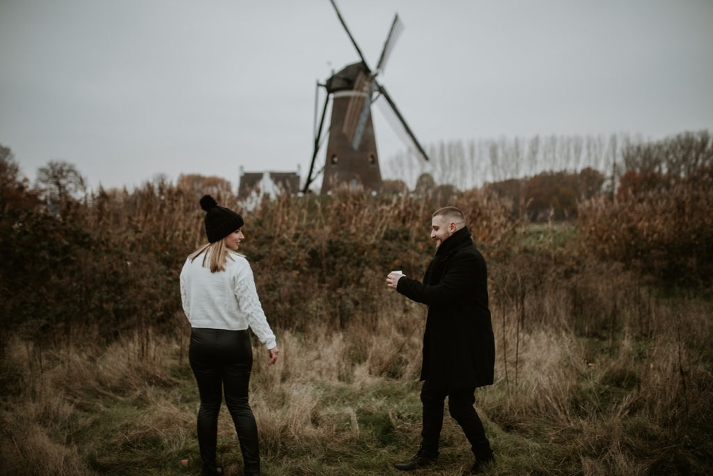 Marriage proposal Eindhoven Amsterdam at the windmill