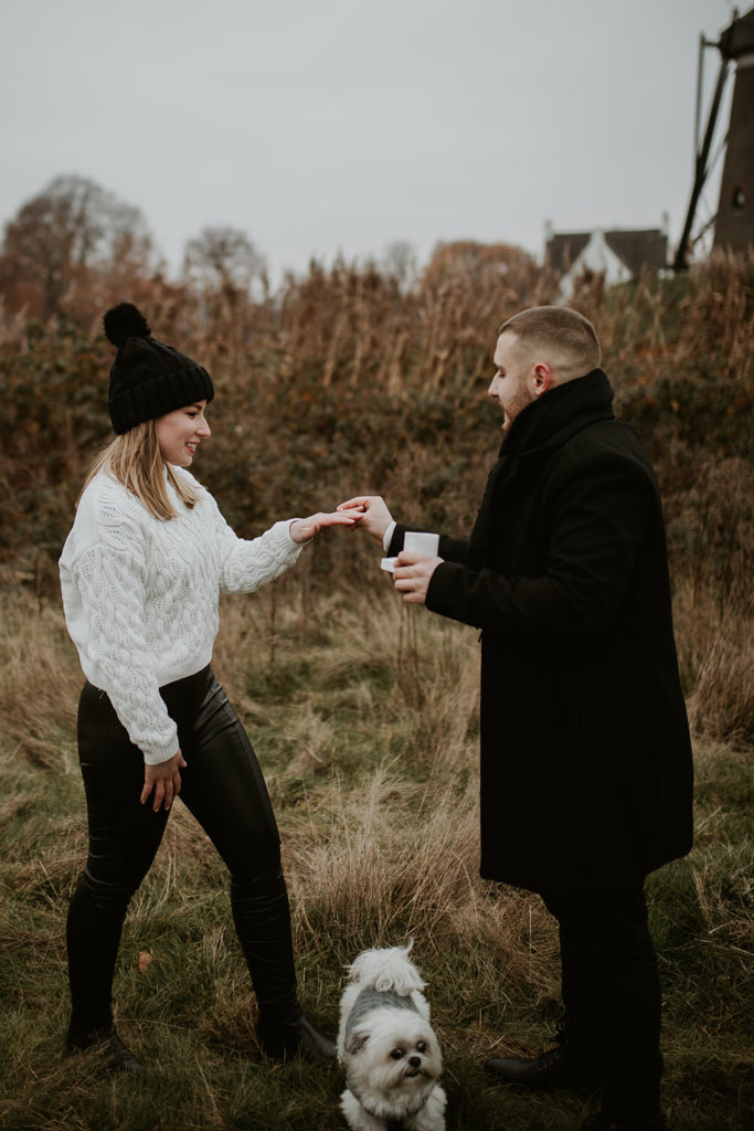Marriage proposal Eindhoven Amsterdam at the windmill
